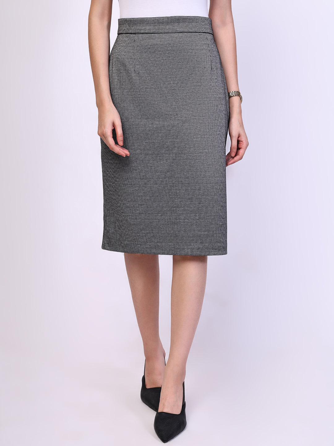 Exude Humility Pencil Skirt (Black-White)