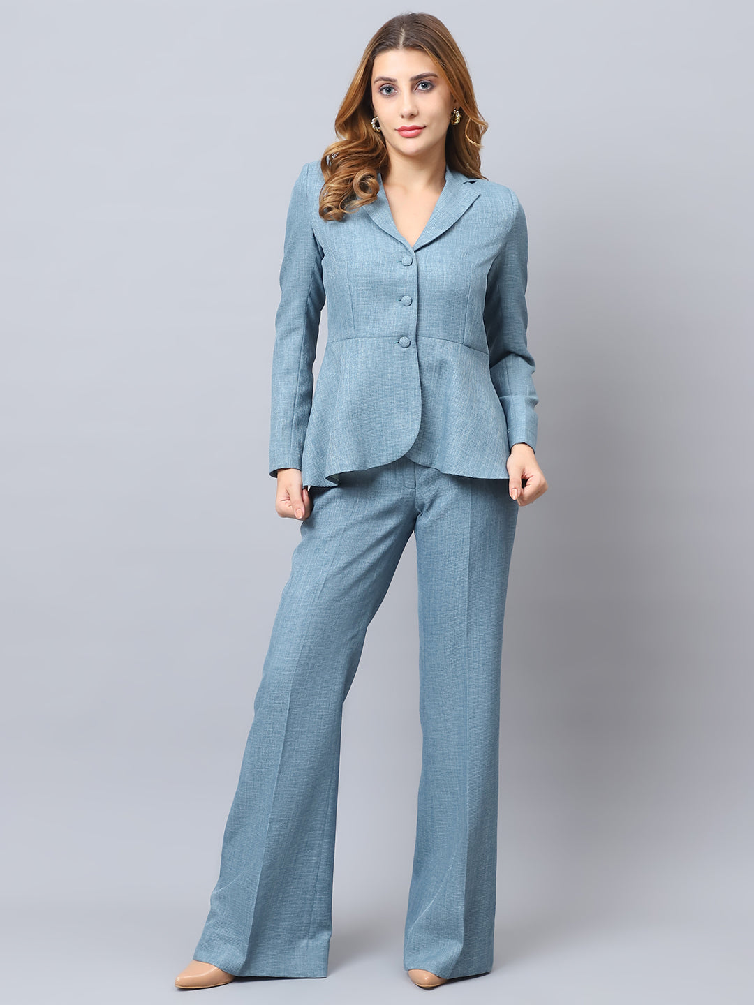 Exude A-Line Blazer Cyan