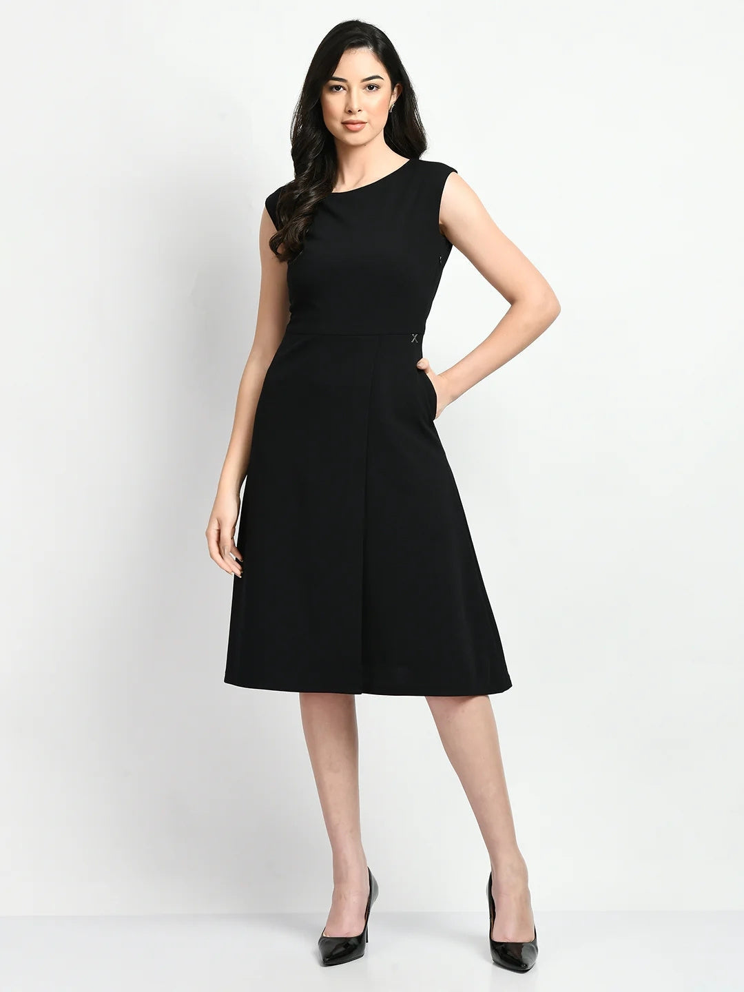 Exude Pride A-line Wrap Dress Black Dresses