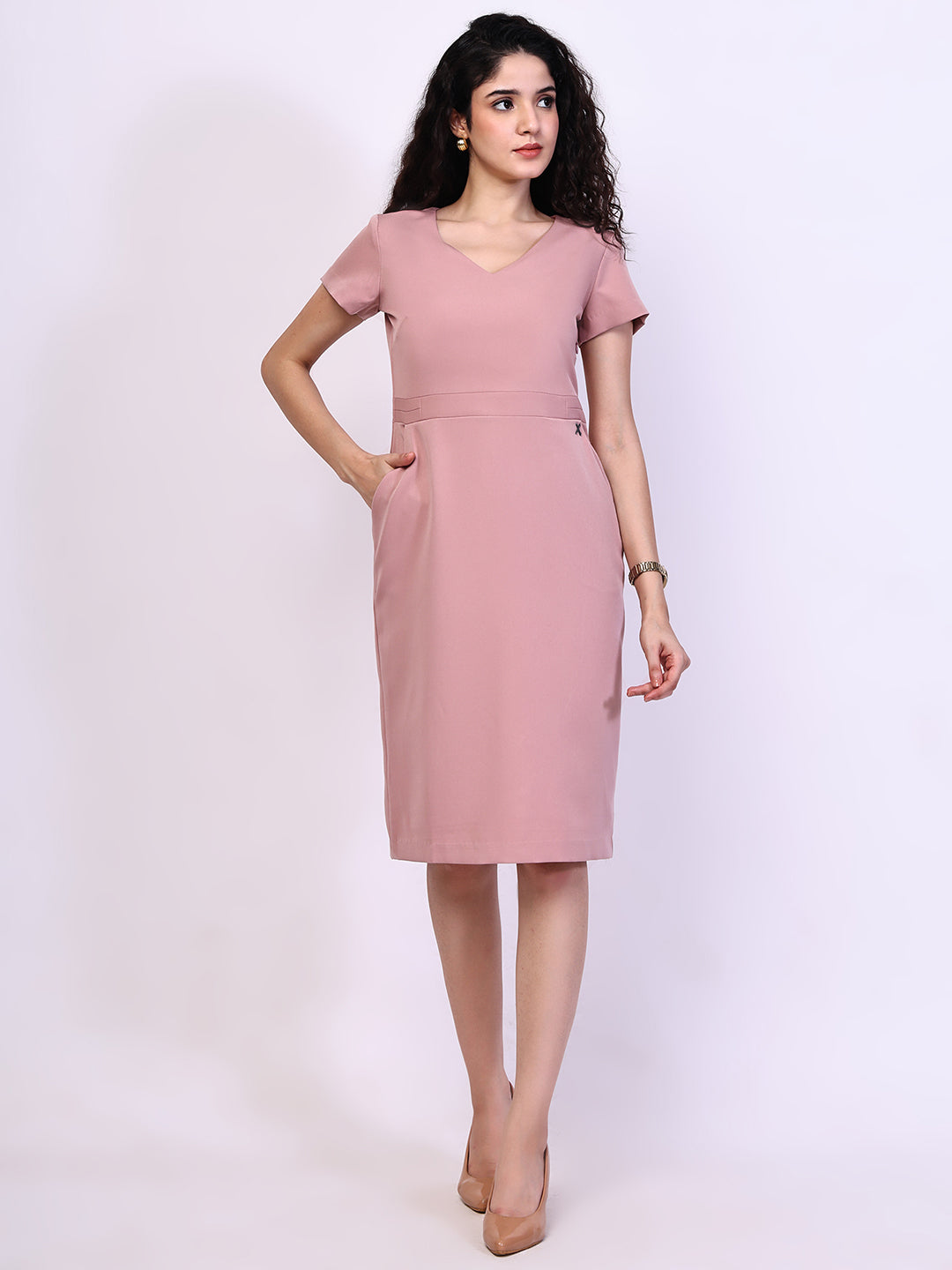 Exude Composure Sheath Dress (Dusky Pink)