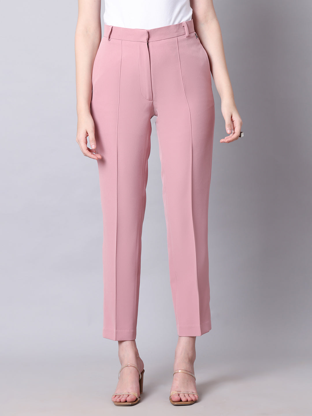 Exude Timeless Tranquility Front Pleat Trouser Dusty Pink Trouser