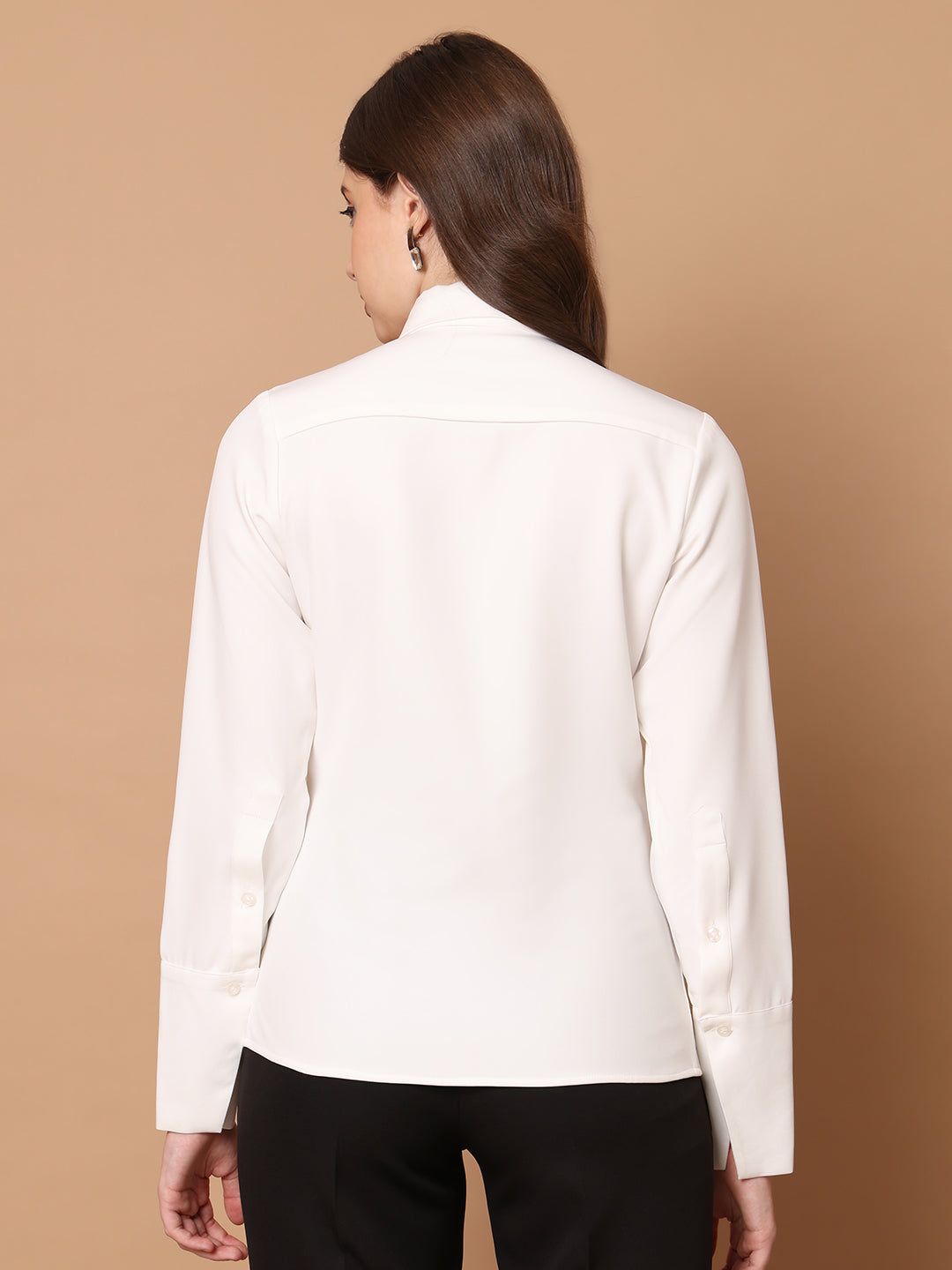 Exude Feminine touch Tie Shirt White 