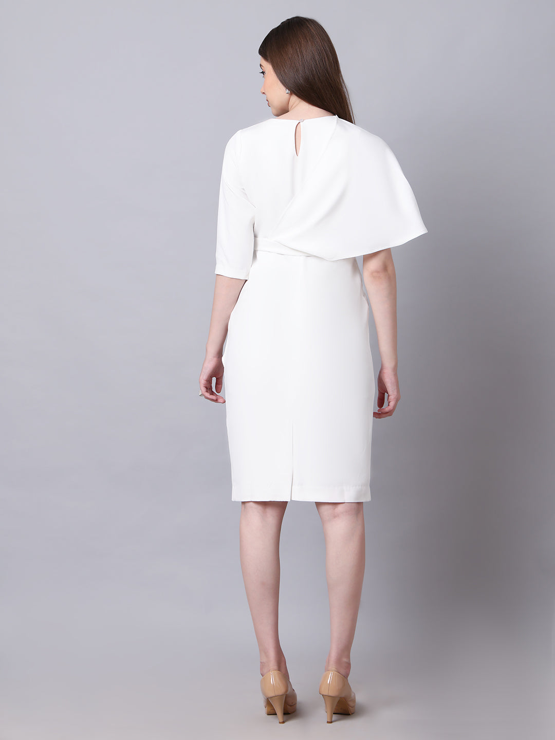 Exude Incandescent Draped Dress White Dresses