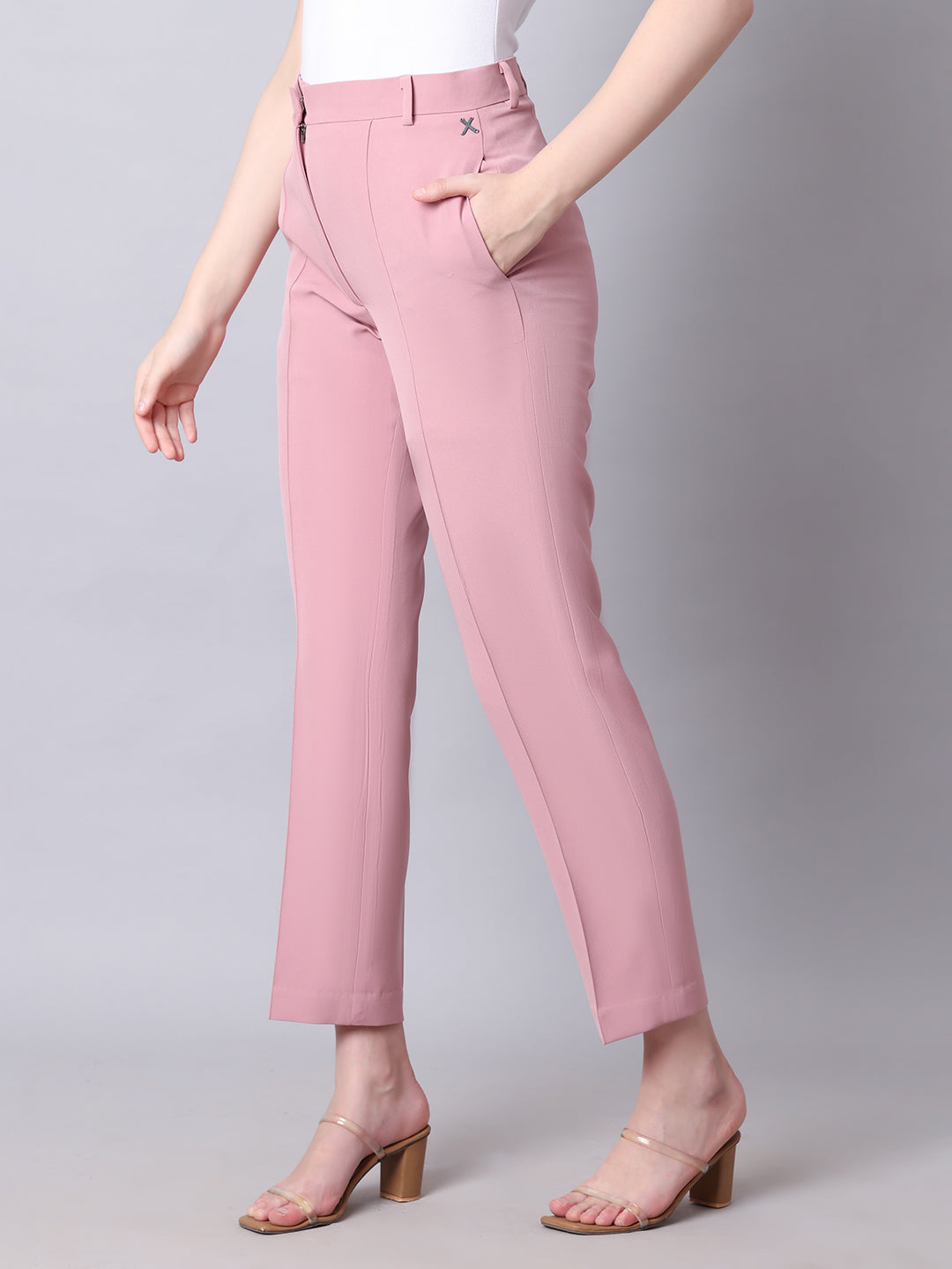 Exude Timeless Tranquility Front Pleat Trouser Dusty Pink Trouser