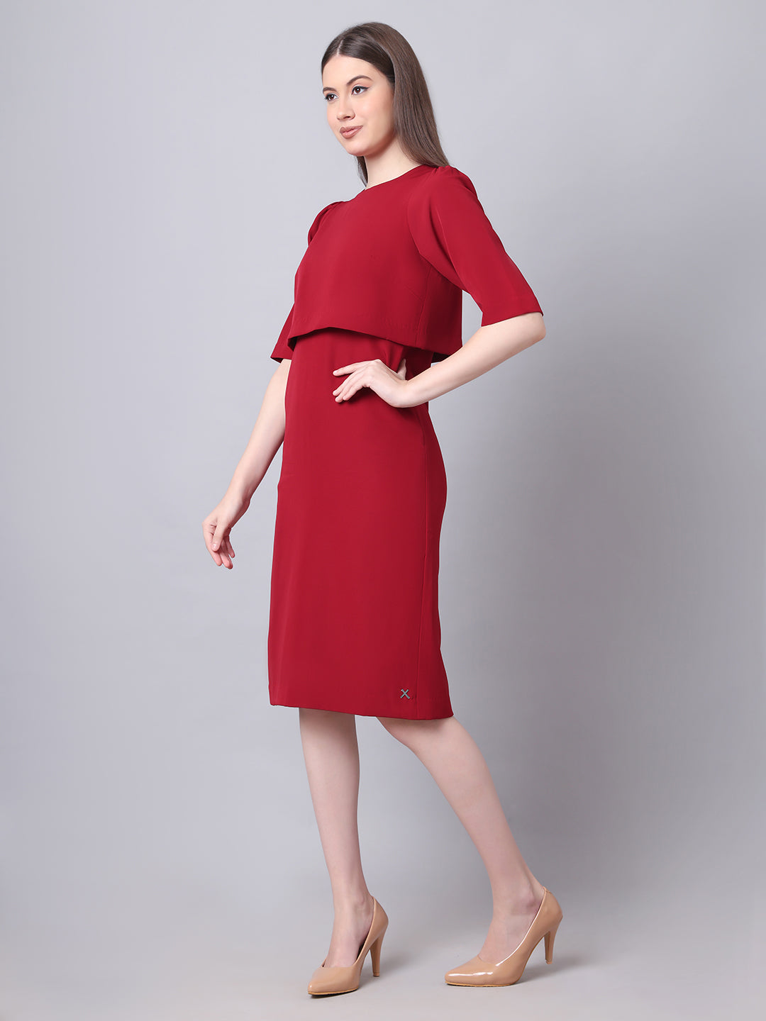 Exude Ethereal Oversize Top Dress Red Dresses