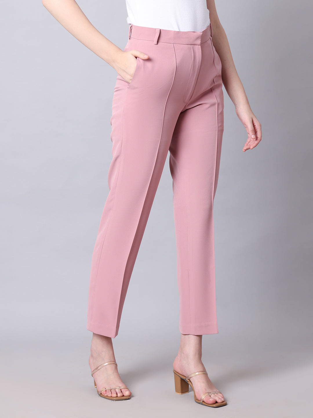 Exude Timeless Tranquility Front Pleat Trouser Dusty Pink Trouser