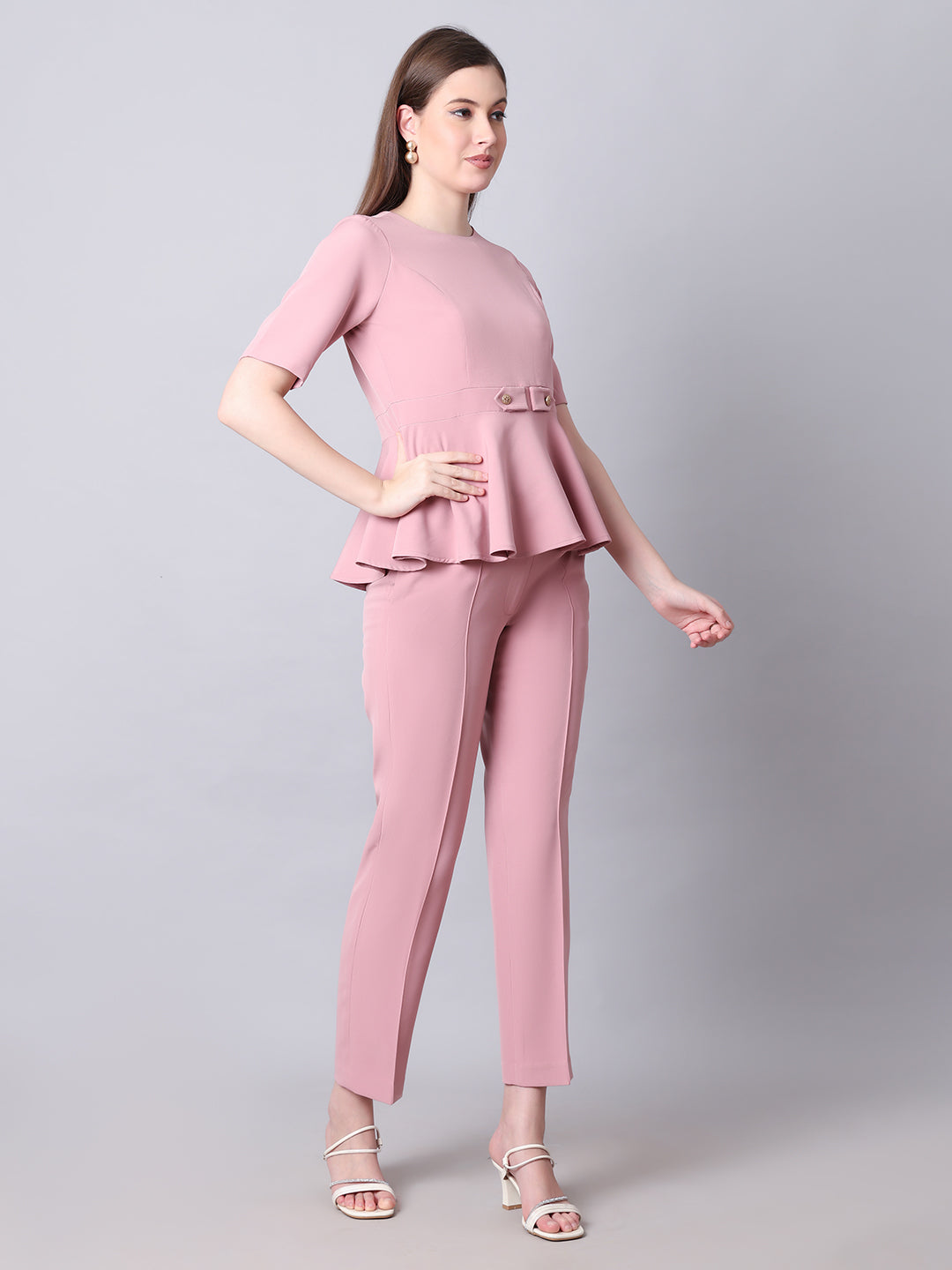 Exude Her Legacy A-Line Top with Waist Detail, Paired With Matching Straight Fit Trouser Co-ord Sets
