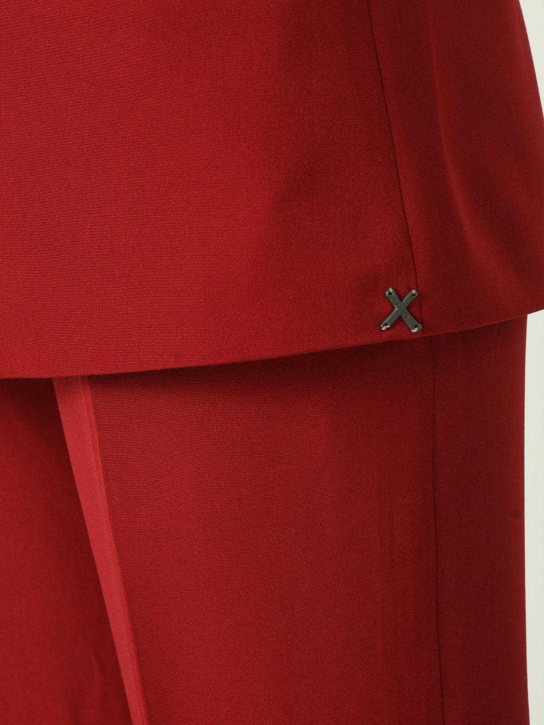 Exude Aspiration Sleeveless Blazer with Bootcut Trousers Red Co-ord Sets