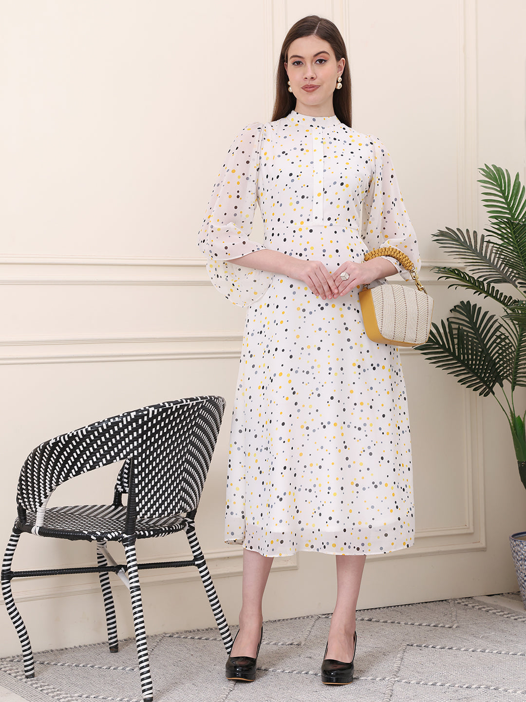Exude Sun-soaked Polka Dot Dress White Dresses