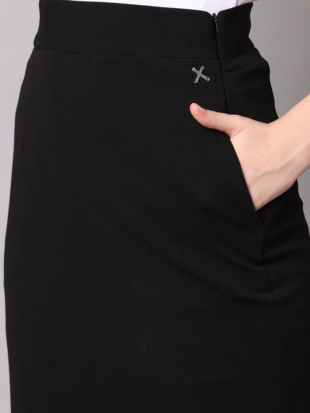 Exude Statement Piece Long Black Skirt with Side Slit Black 