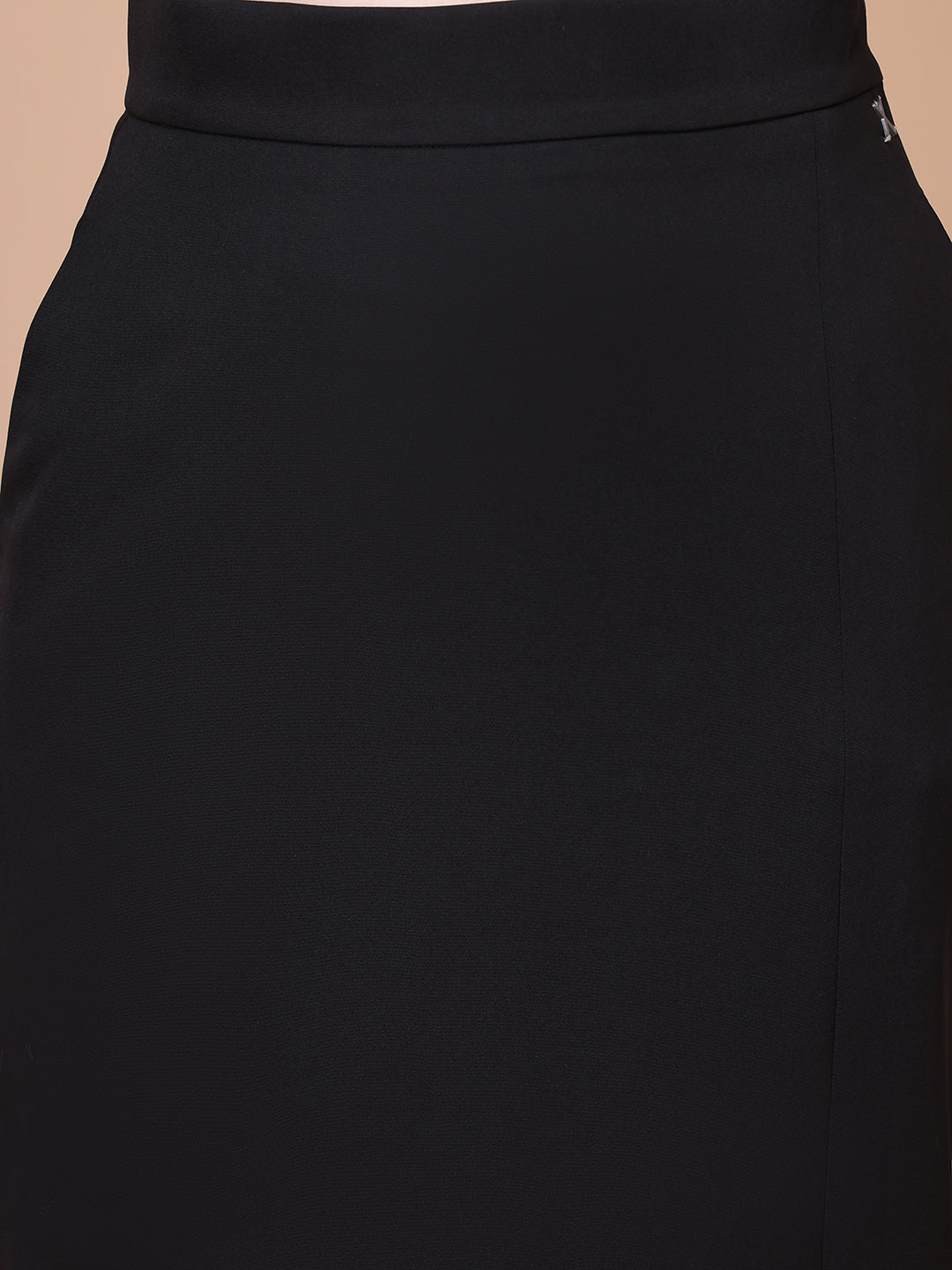 Exude Unstoppable Grace Midi Skirt With Front Slit Black Skirt