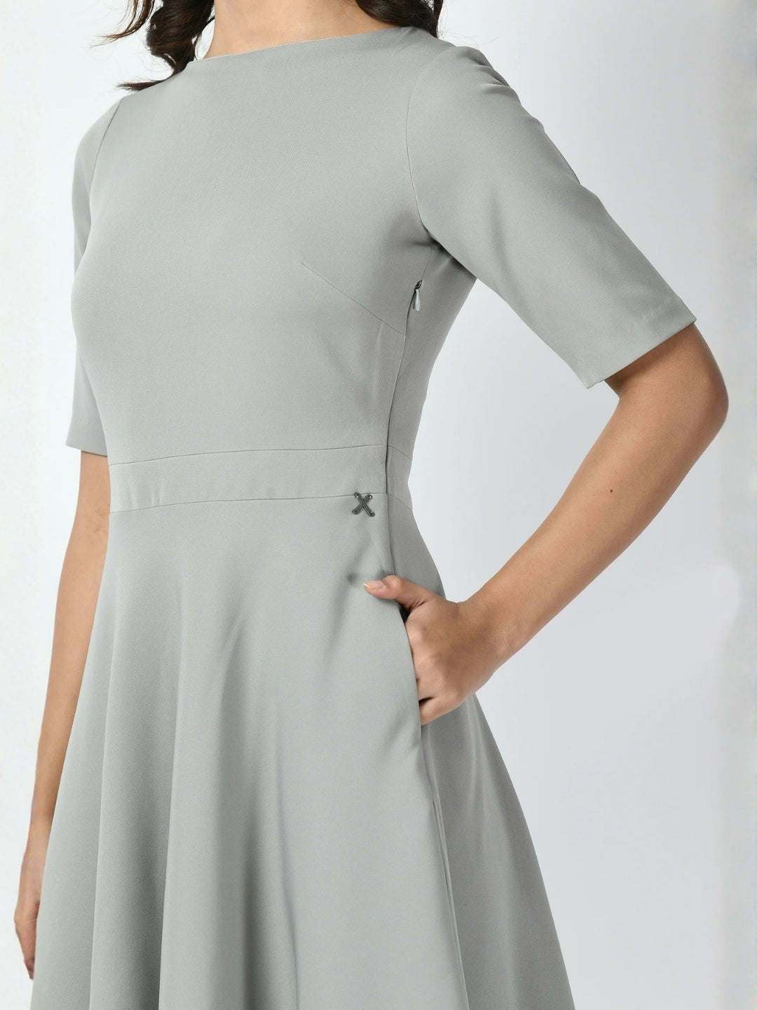 Exude Epitome Classic A-line Dress Grey Dresses