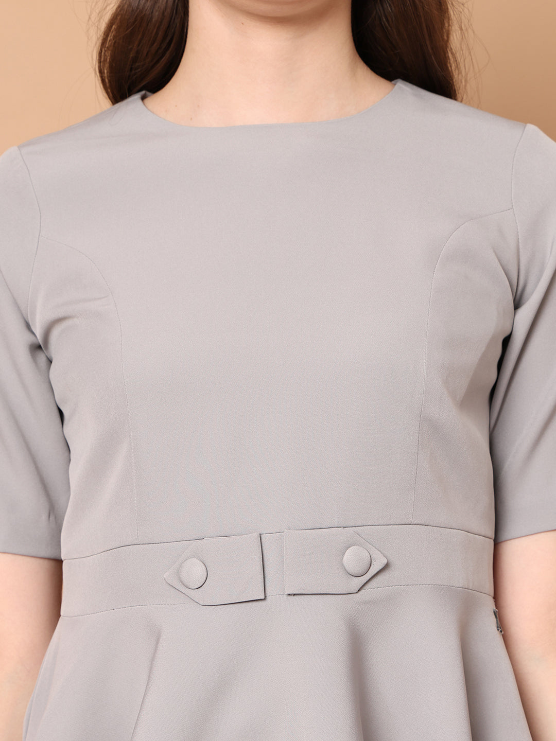 Exude Rise & Roar A-Line Top with Waist Detail, Paired With Matching Bootcut Trouser Grey Co-ord Sets