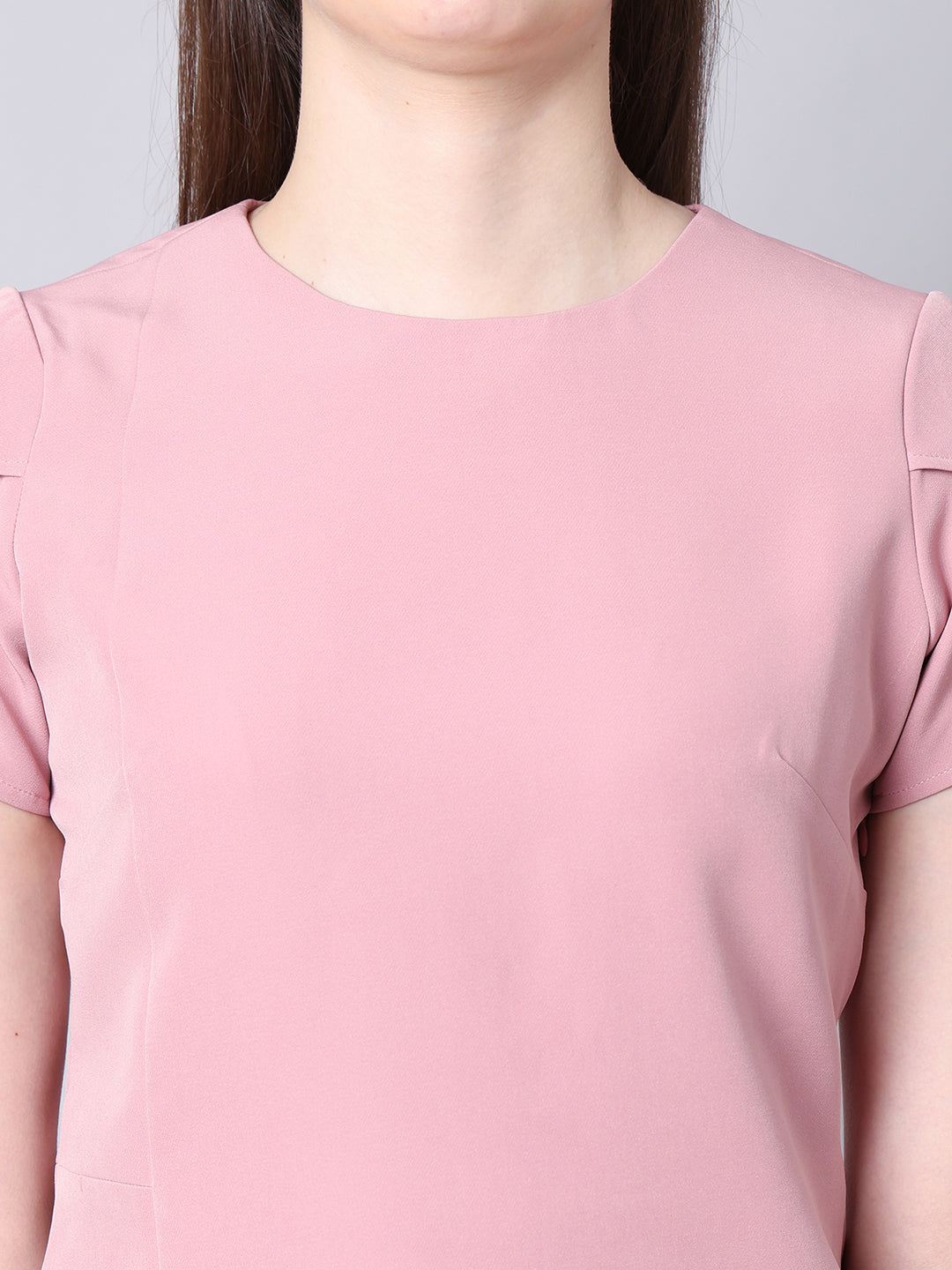 Exude Elysian Essence Asymmetrical Top with Cap Sleeves Dusty Pink Tops