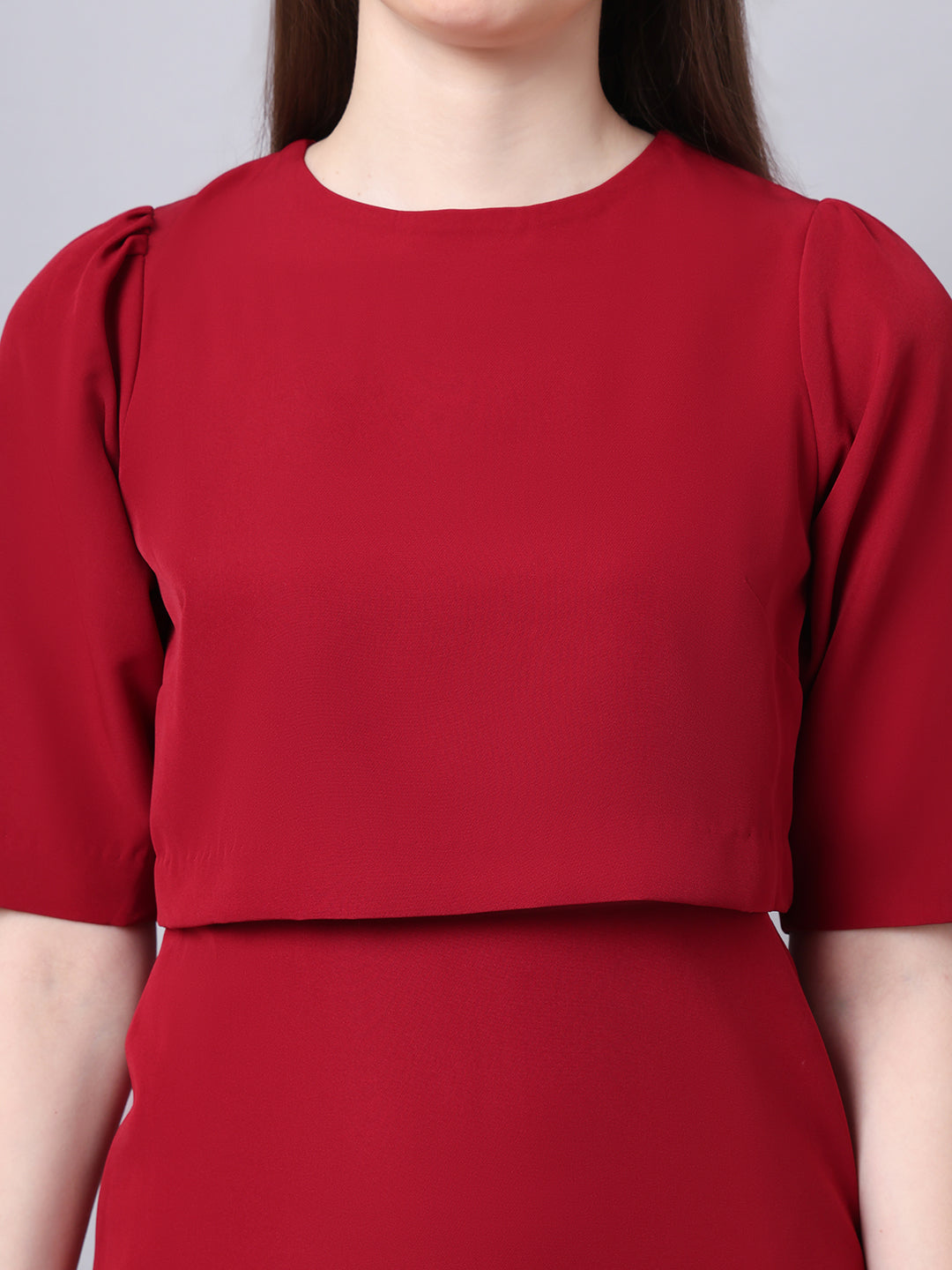 Exude Ethereal Oversize Top Dress Red Dresses