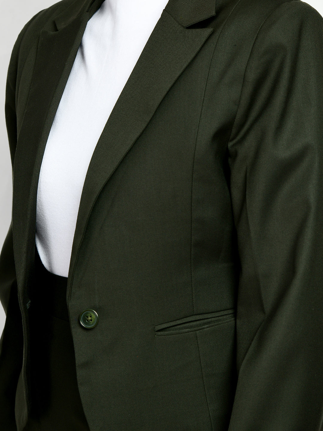 Exude Excellence Single Breasted Short Blazer Olive Blazers