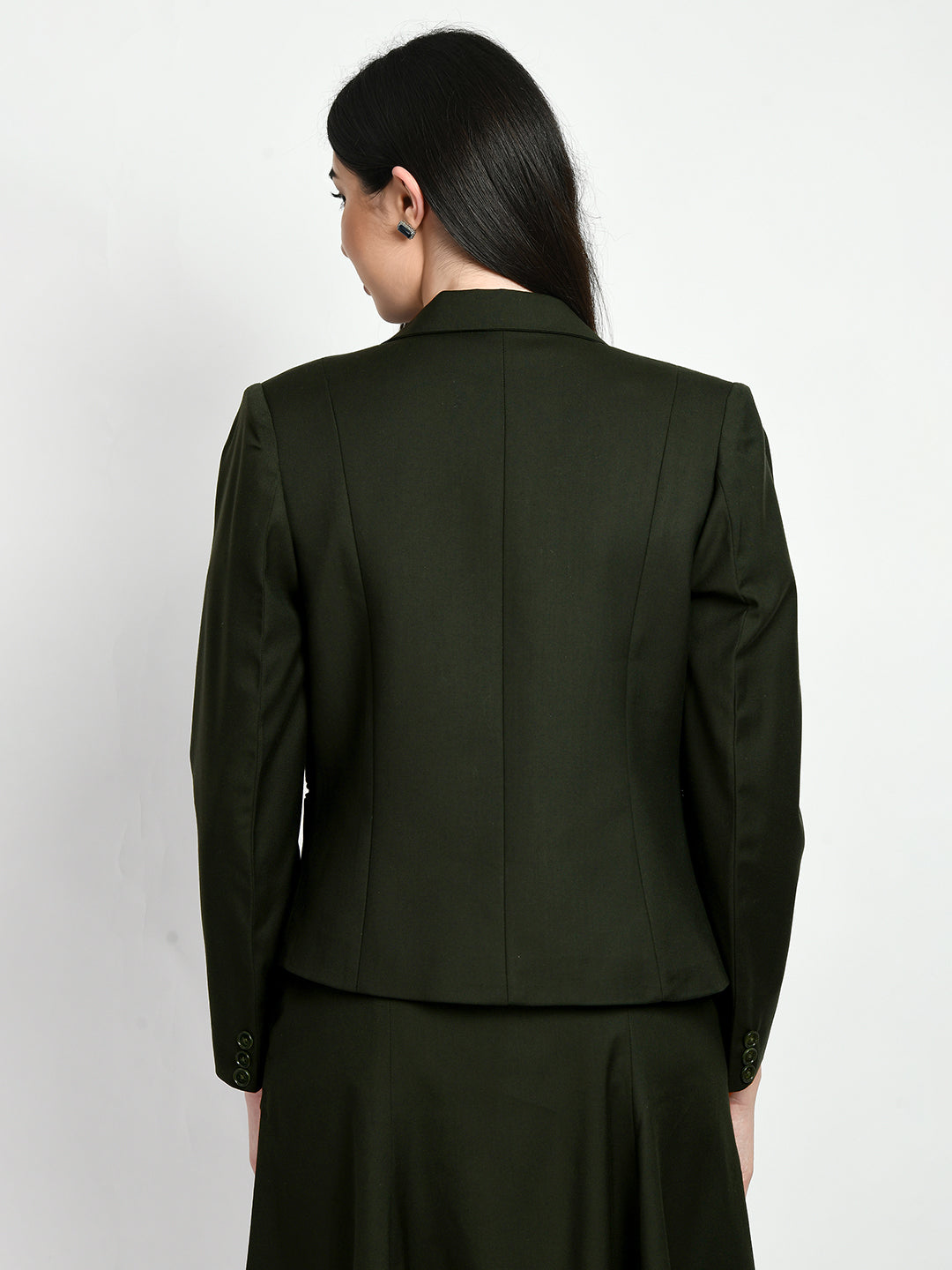 Exude Excellence Single Breasted Short Blazer Olive Blazers