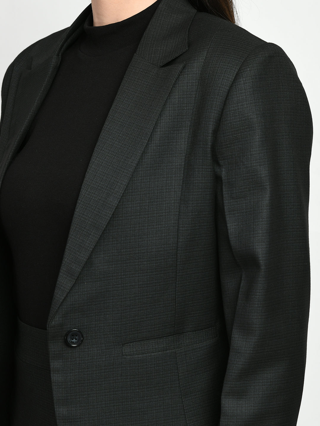 Exude Passion Checked Single Breasted Short Blazer Black Blazers