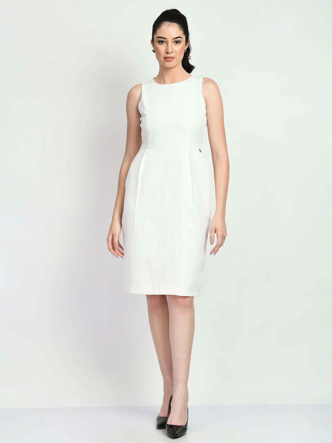 Exude Courage Sleeveless Sheath Dress White Dresses