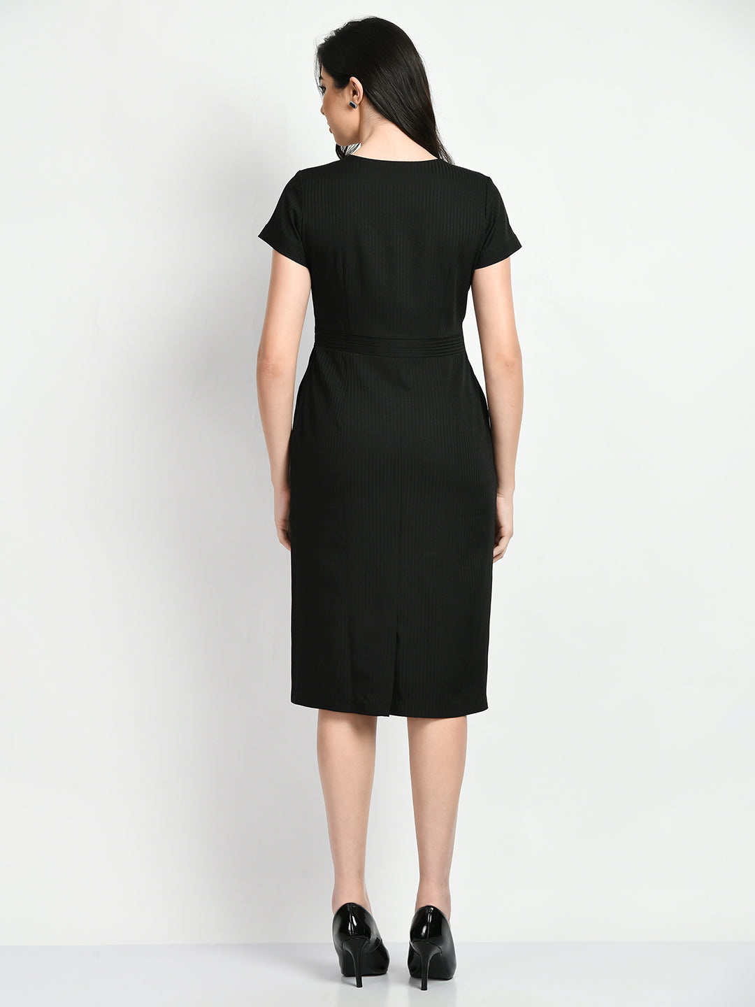 Exude Composure Sheath Dress Black Dresses