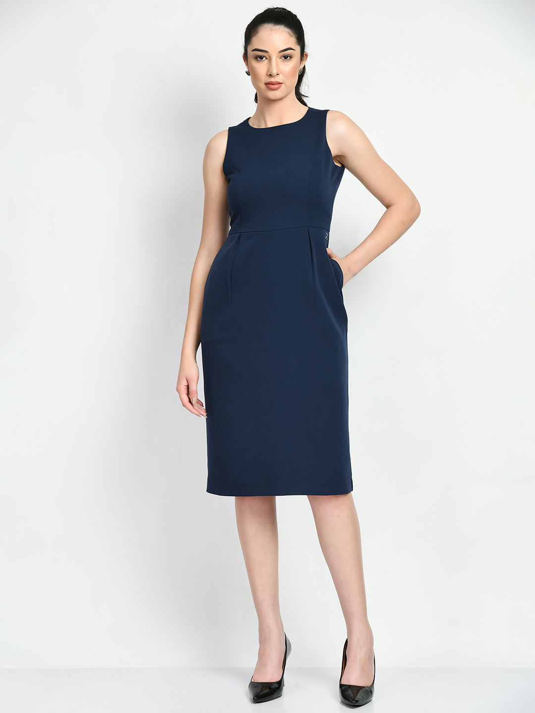 Exude Courage Sleeveless Sheath Dress Navy Dresses