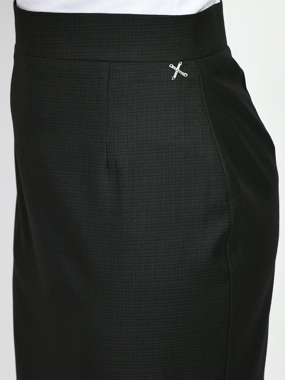 Exude Empathy Checked Pencil Skirt Black Skirt