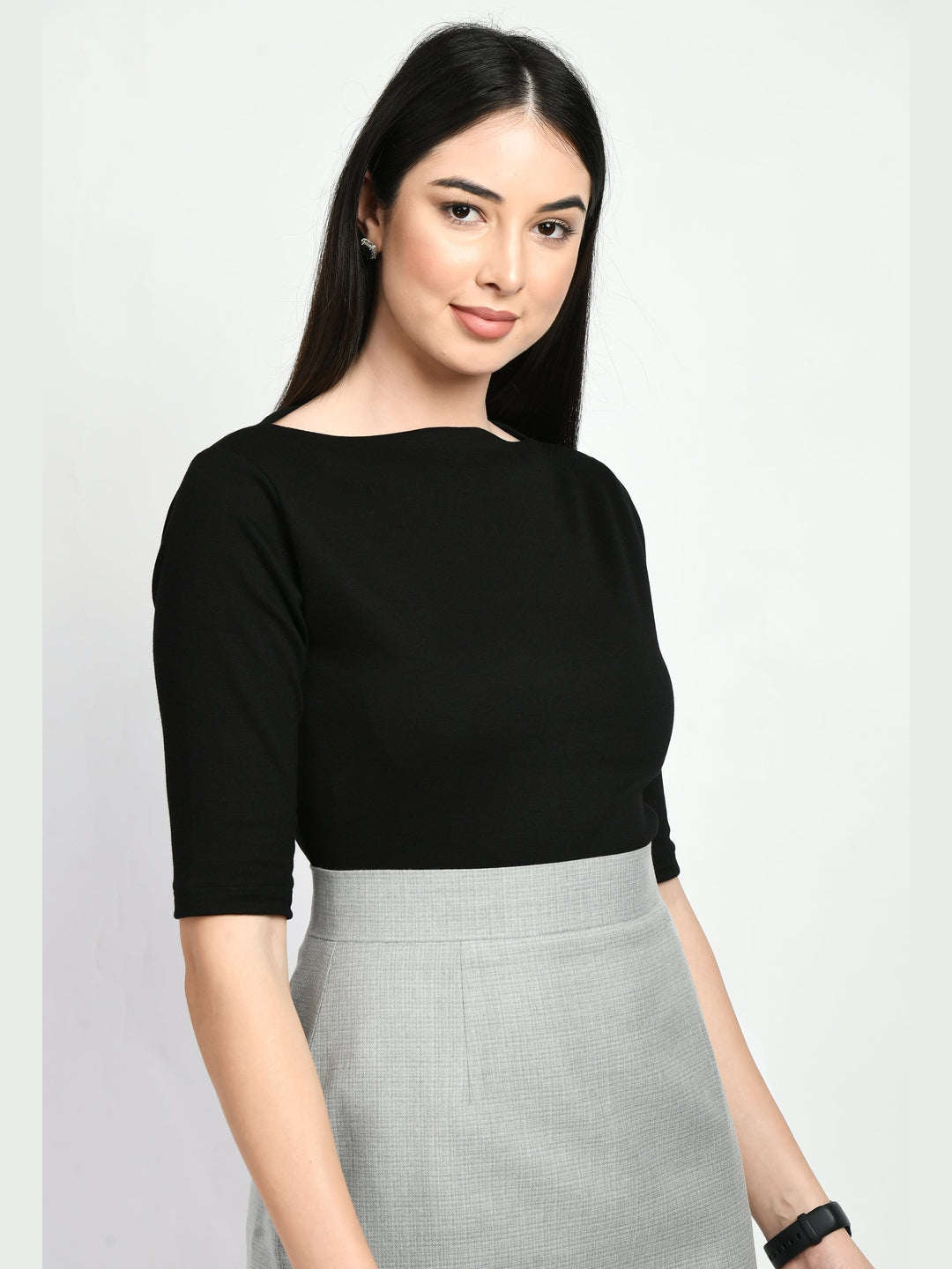 Exude Gratitude Boat Neck T-shirt Black T-Shirts