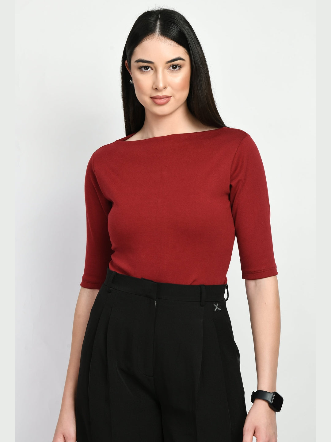 Exude Gratitude Boat Neck T-shirt Red T-Shirts