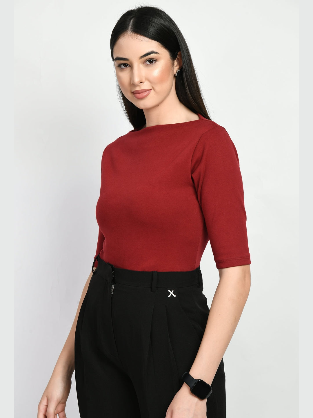 Exude Gratitude Boat Neck T-shirt Red T-Shirts