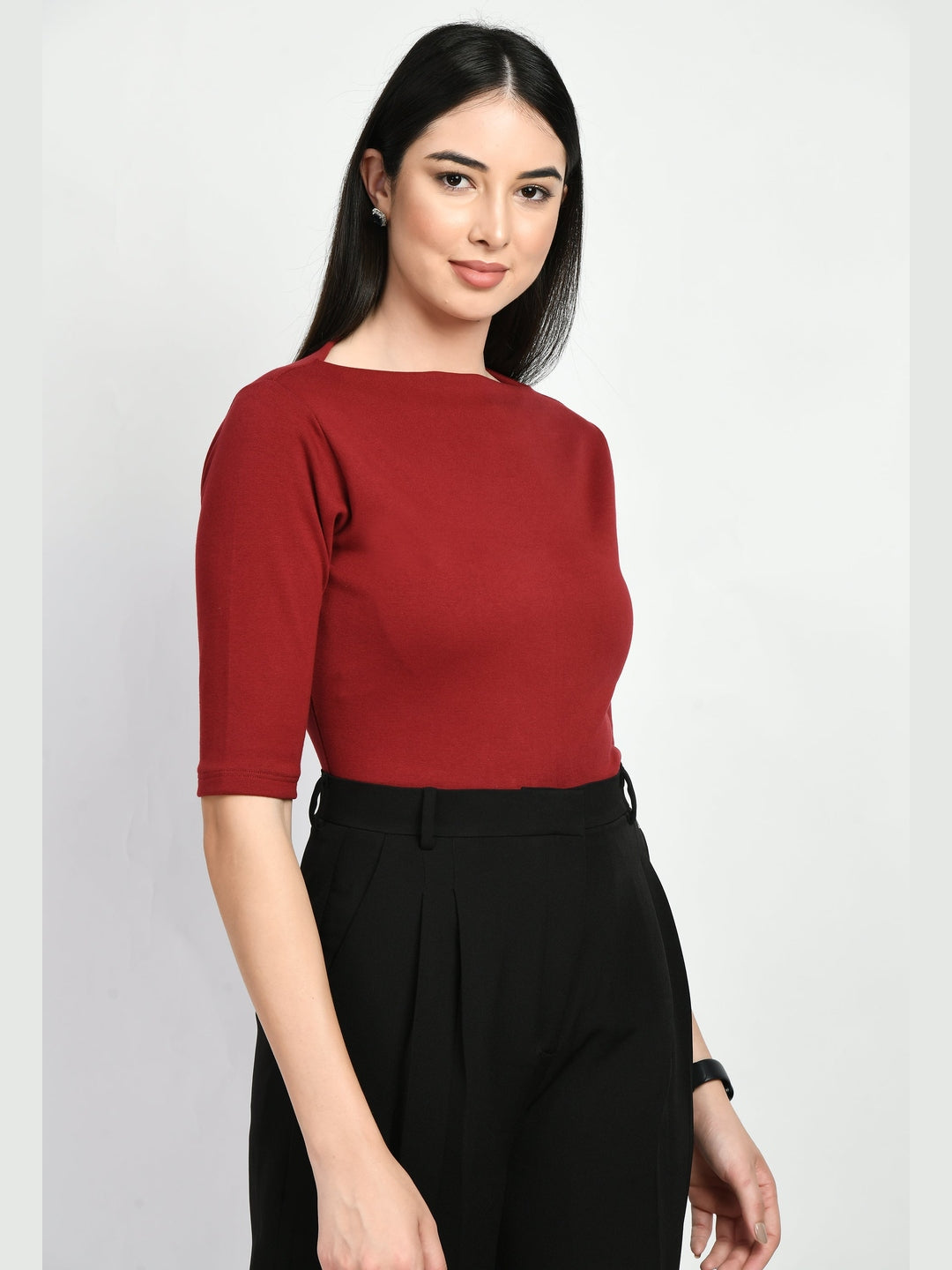 Exude Gratitude Boat Neck T-shirt Red T-Shirts