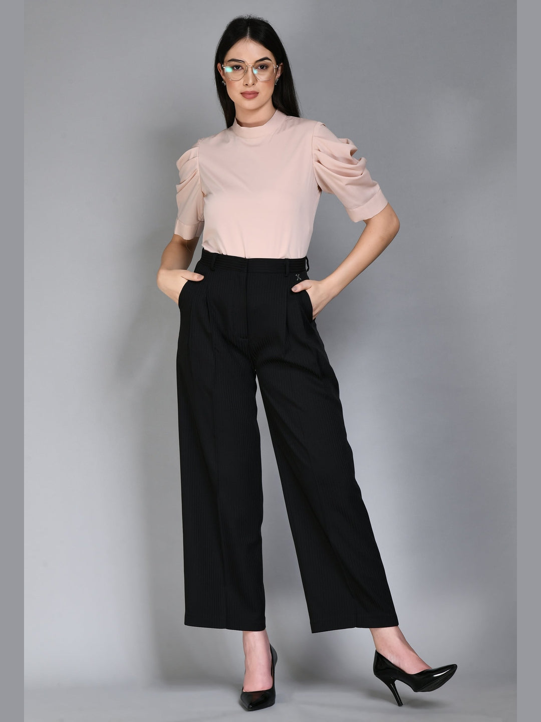 Exude Purpose Cowl Sleeves Top Peach Tops