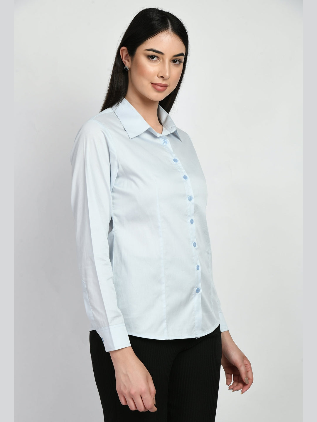 Exude Charisma Long Sleeves Formal Shirt Powder Blue Shirts