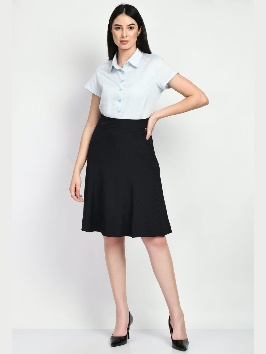 Exude Creativity Cap Sleeves Shirt Powder Blue Shirts