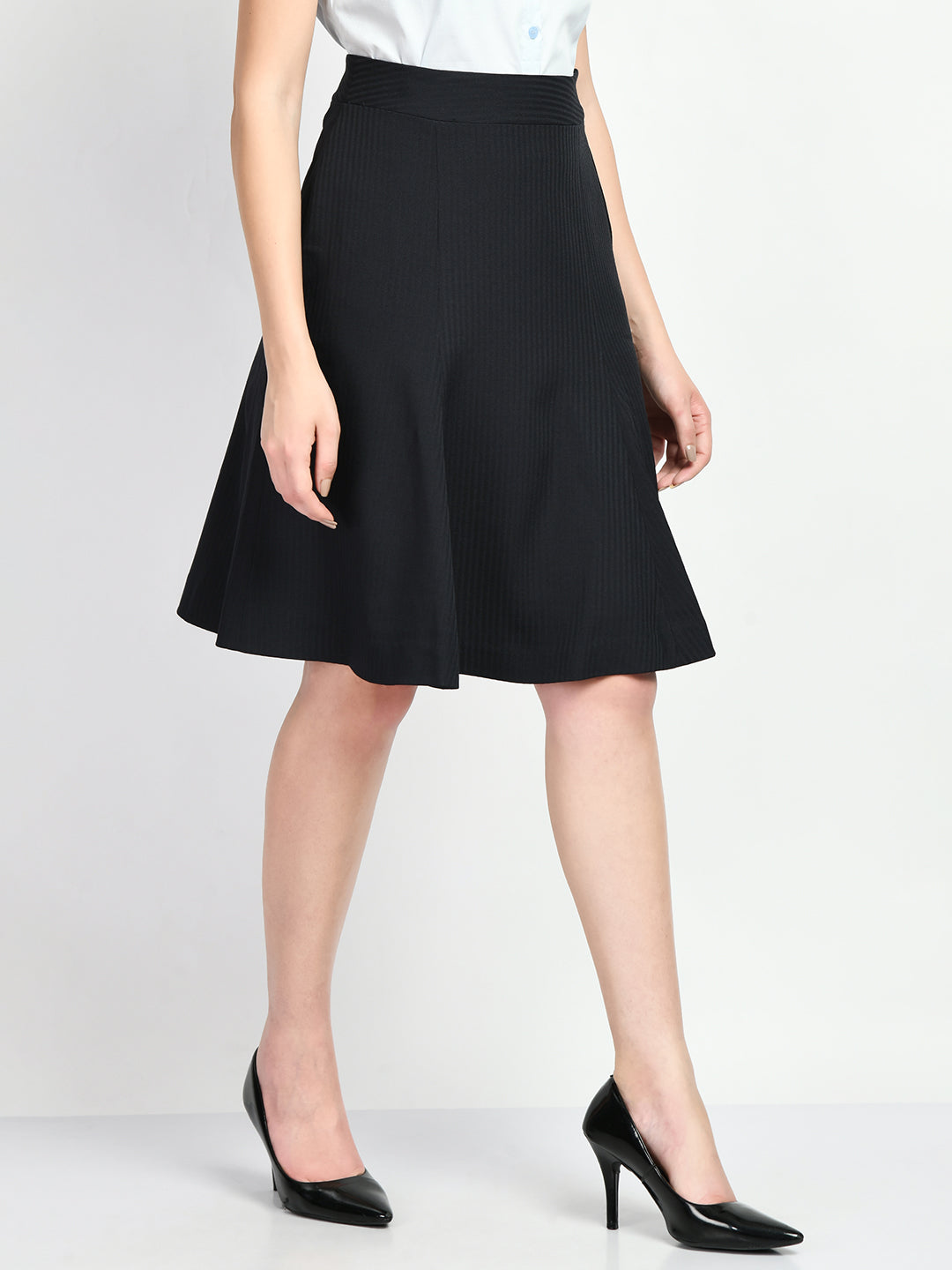 Exude Resilience Striped A-line Skirt Navy Skirt