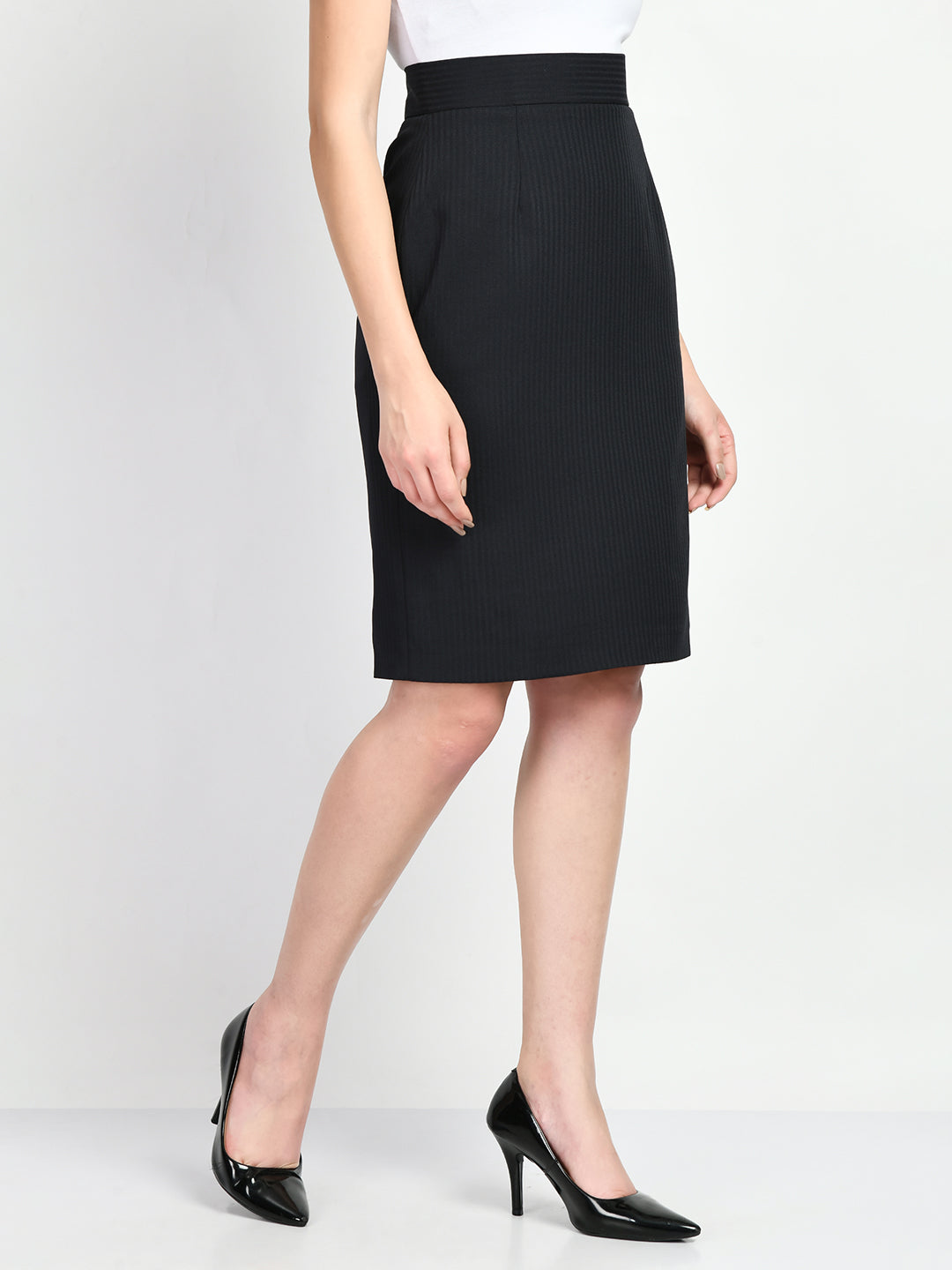 Exude Humility Striped Pencil Skirt Black Skirt