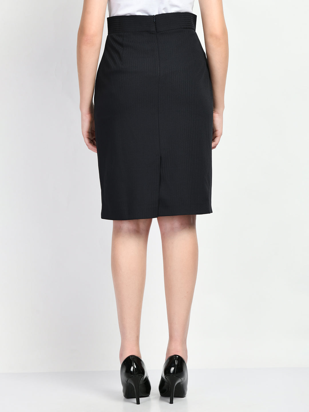 Exude Humility Striped Pencil Skirt Black Skirt