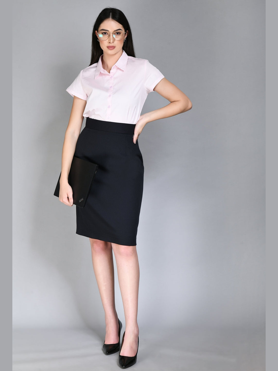 Exude Humility Striped Pencil Skirt Black Skirt