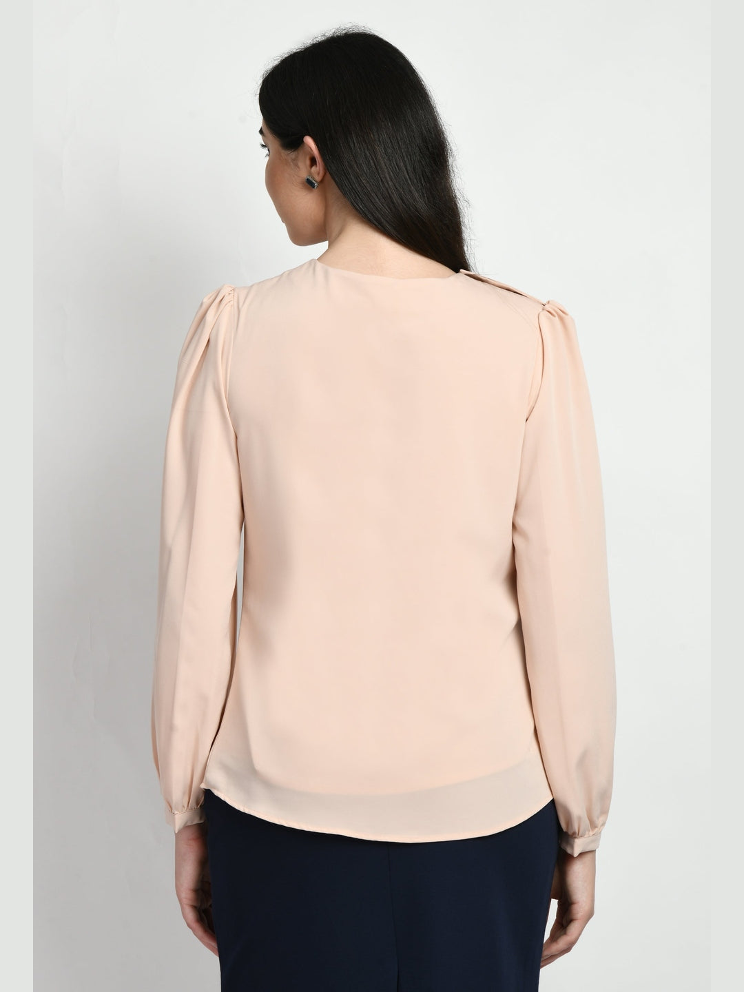 Exude Genius Pleat Detail Top Peach Tops