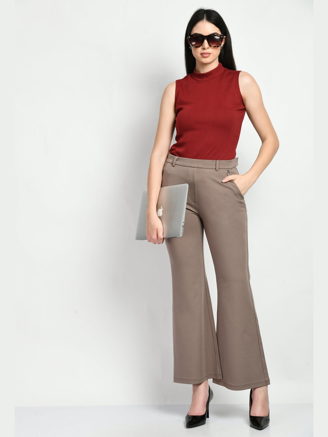 Exude Prudence High Neck Sleeveless T-shirt Red T-Shirts