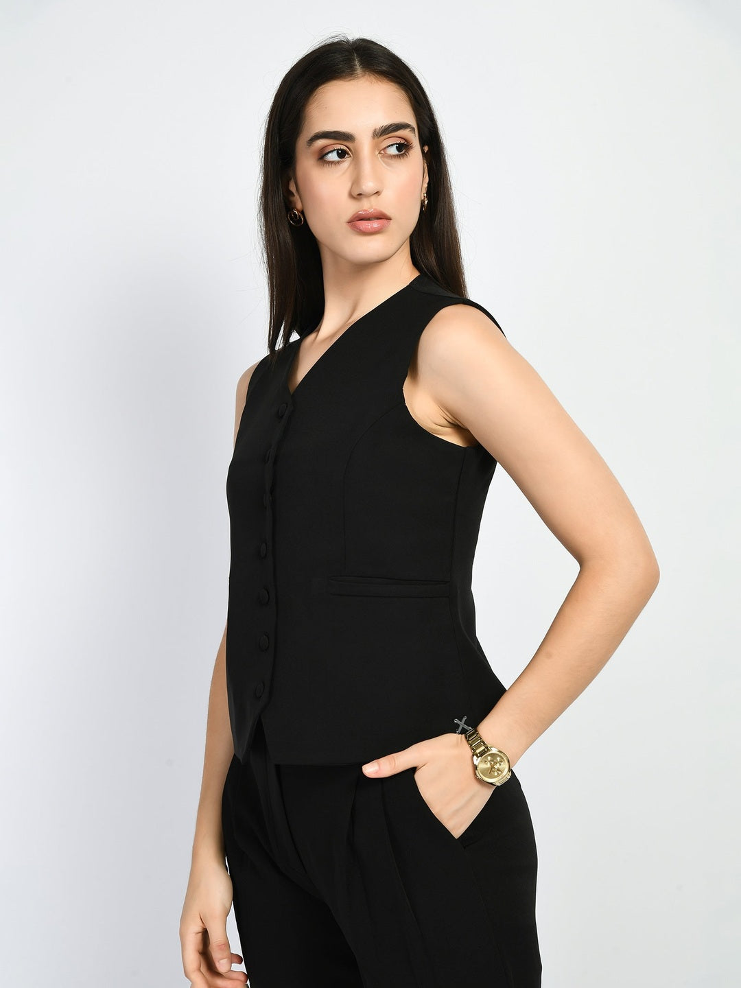 Exude Mysticism Waist-coat Top Black Tops