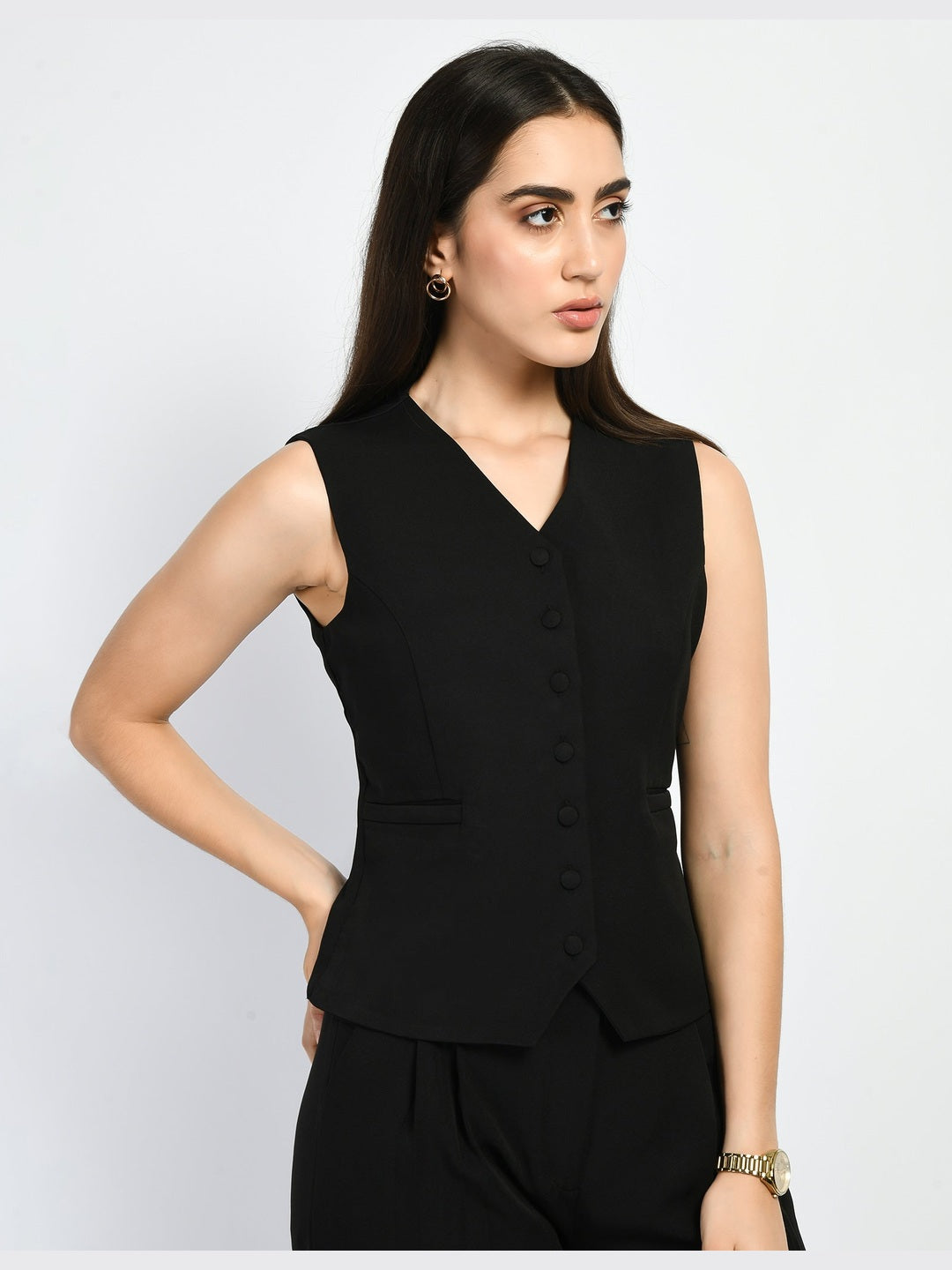 Exude Mysticism Waist-coat Top Black Tops