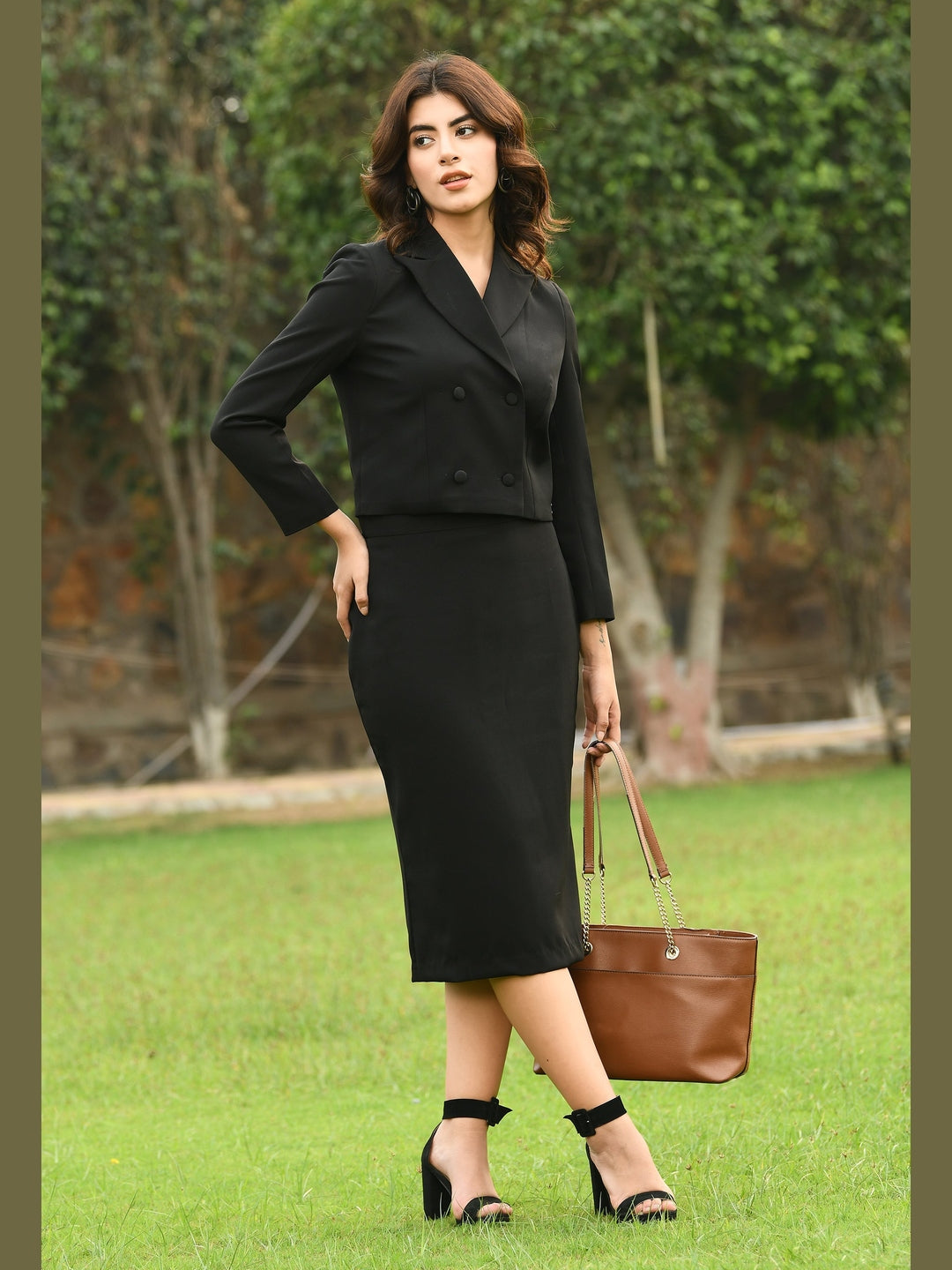 Exude Marvelous Pencil Midi Skirt Black Skirts
