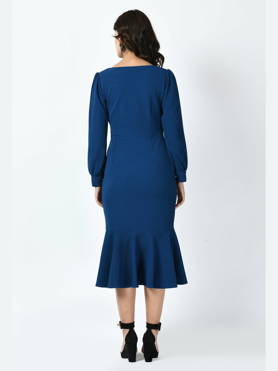 Exude Apogee Fishtail Midi Dress Royal Blue Dresses