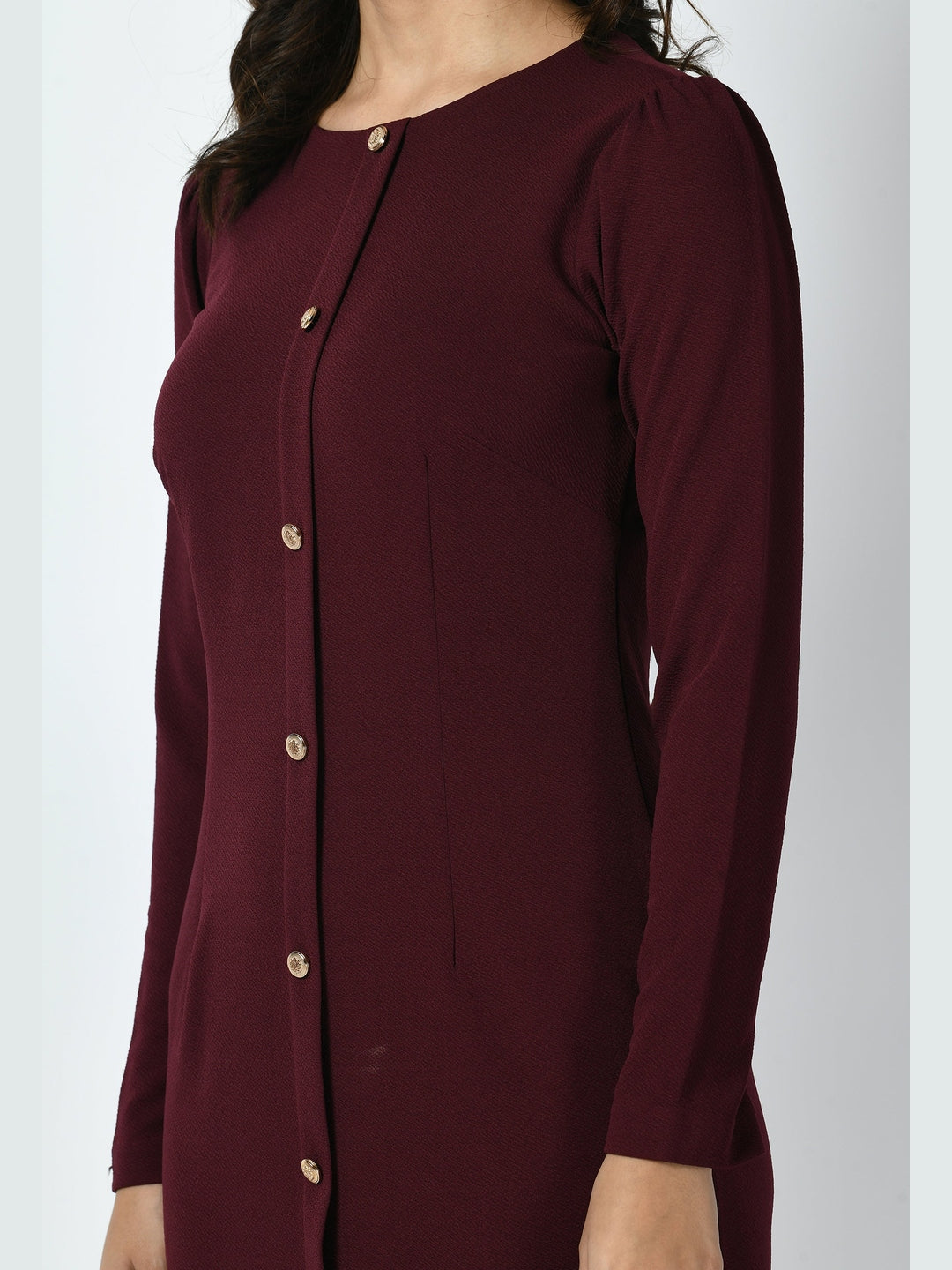 Exude Acme Button Down Midi Sheath Dress Wine Dresses