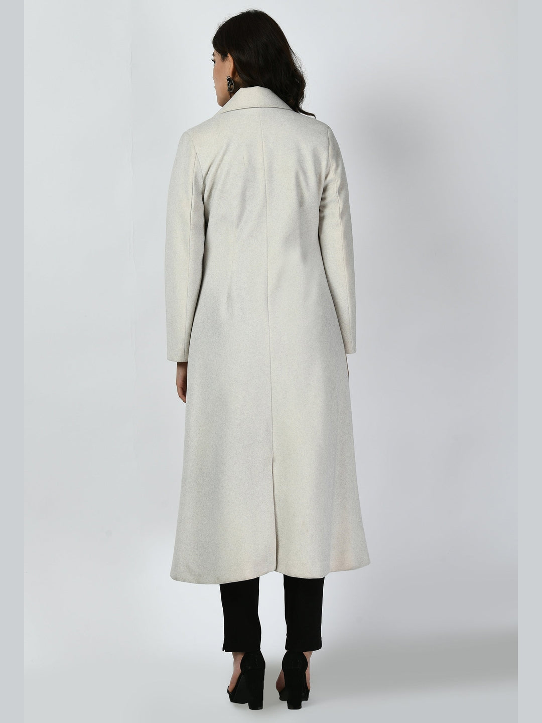 Exude Determination Wool-Blend Long Coat White Coat