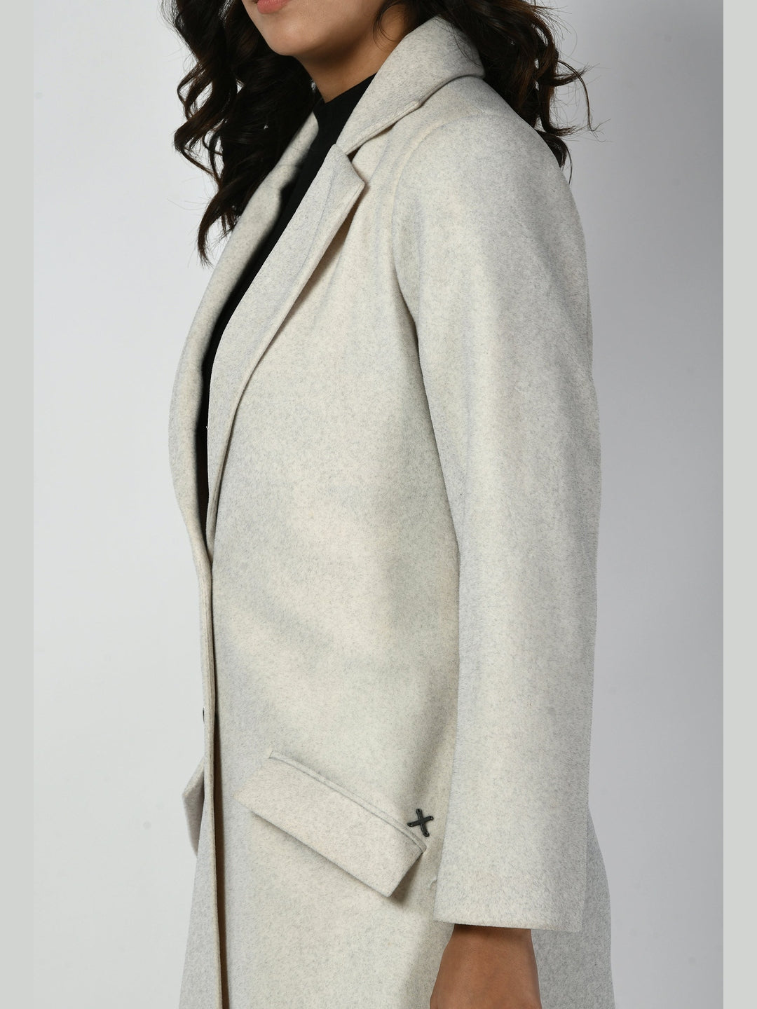 Exude Determination Wool-Blend Long Coat White Coat