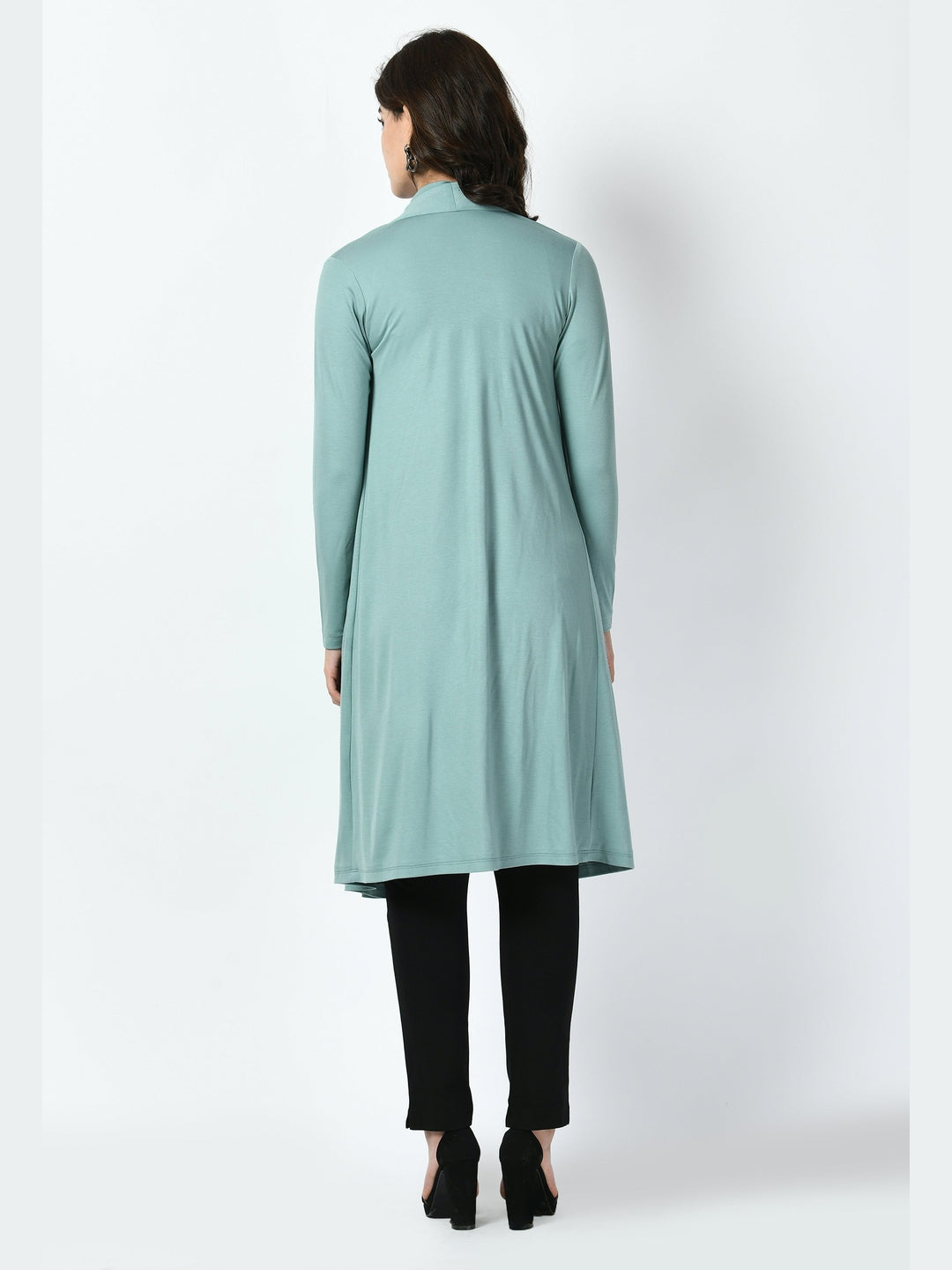 Exude Bravery Knee-length Shrug Cyan Blue Shrugs