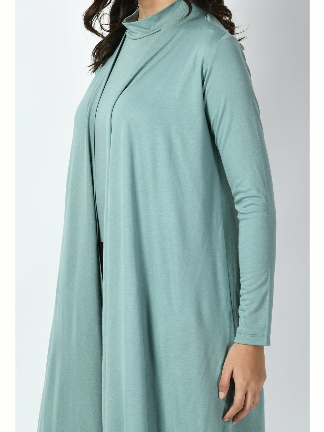 Exude Bravery Knee-length Shrug Cyan Blue Shrugs