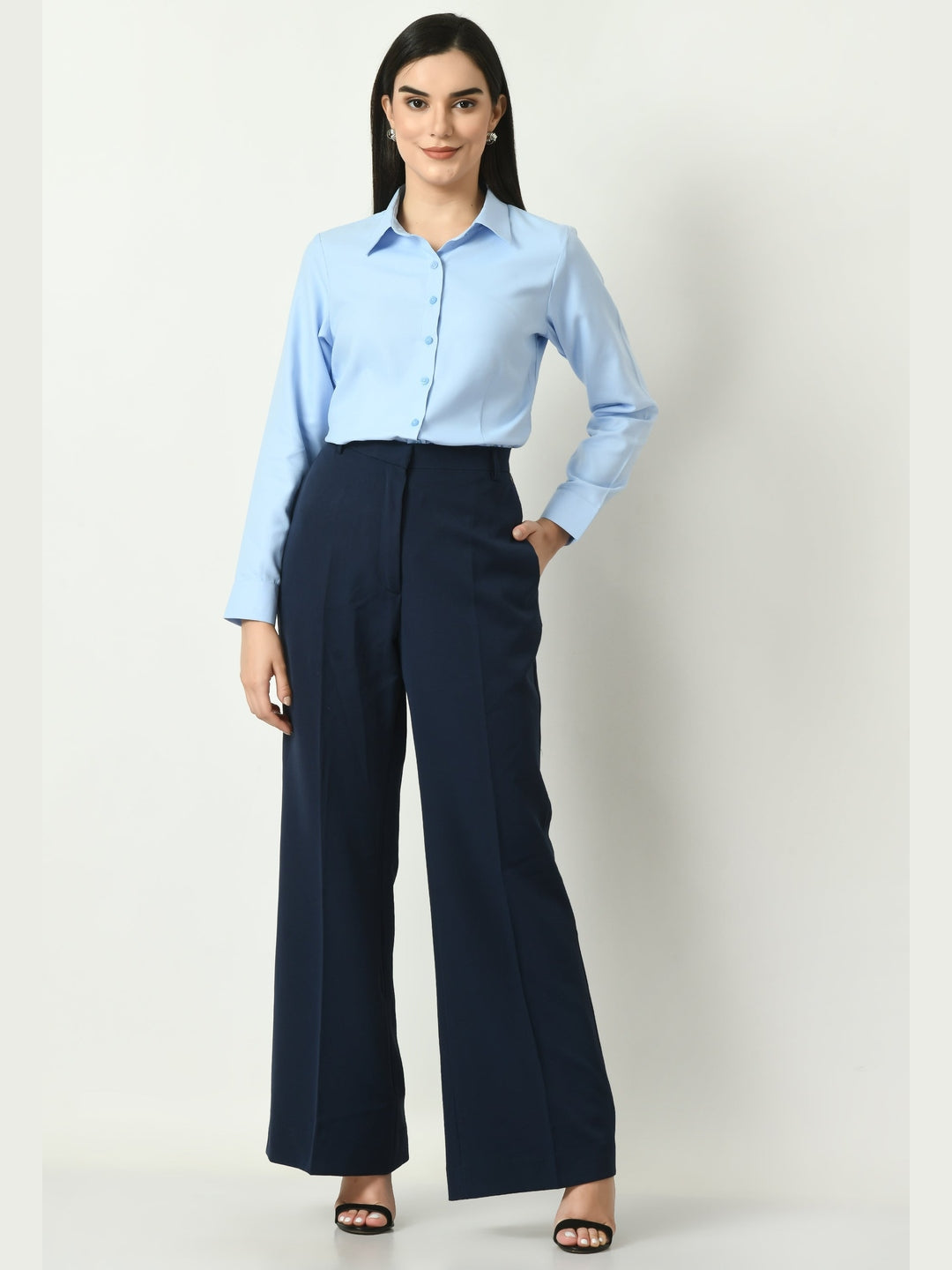 Exude Charisma Long Sleeves Formal Shirt Blue Shirts