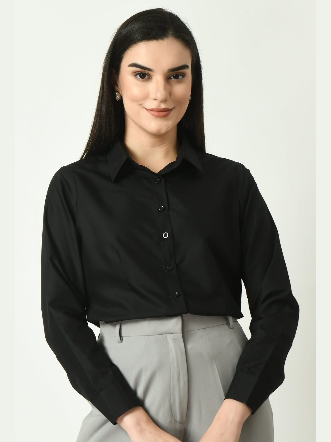 Exude Charisma Long Sleeves Formal Shirt Black Shirts